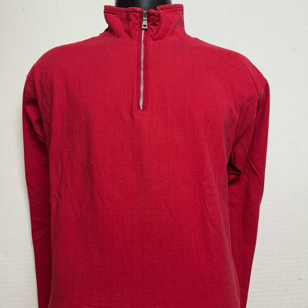 Vintage Blue Willi's Knitted 1/2 Zip High Neck T-shirt In Red Size: Medium
